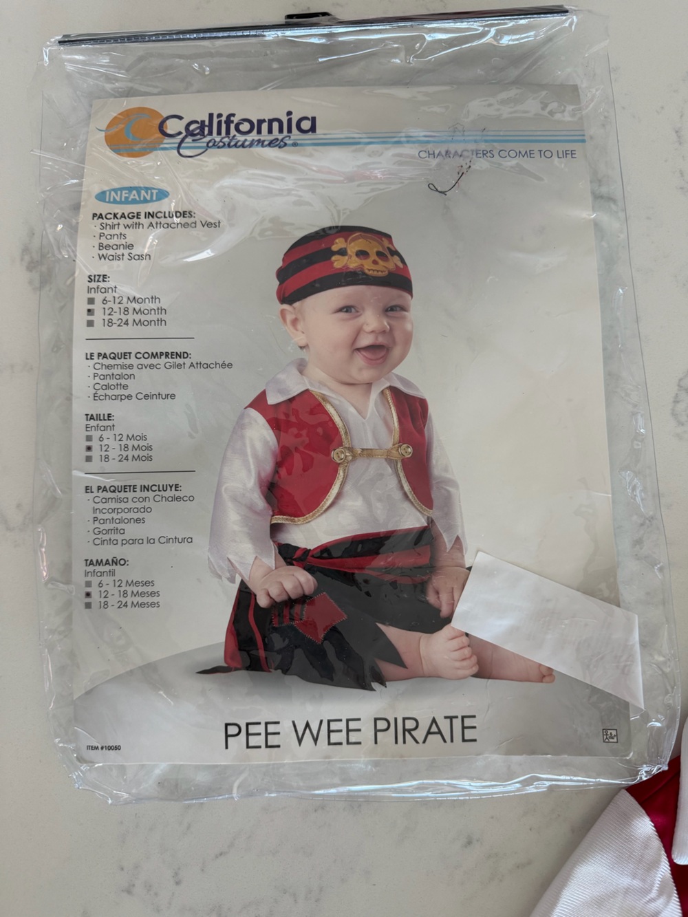 Baby Pirate Costume in Red and Black - Infant Dress-Up Outfit (12-18 month)